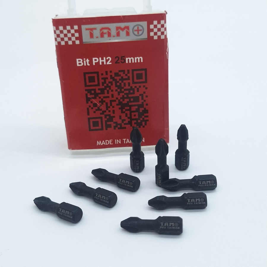 نوک پیچ گوشتی 2.5 سانت  یک طرف چهارسو مشکی PH2-25mmL