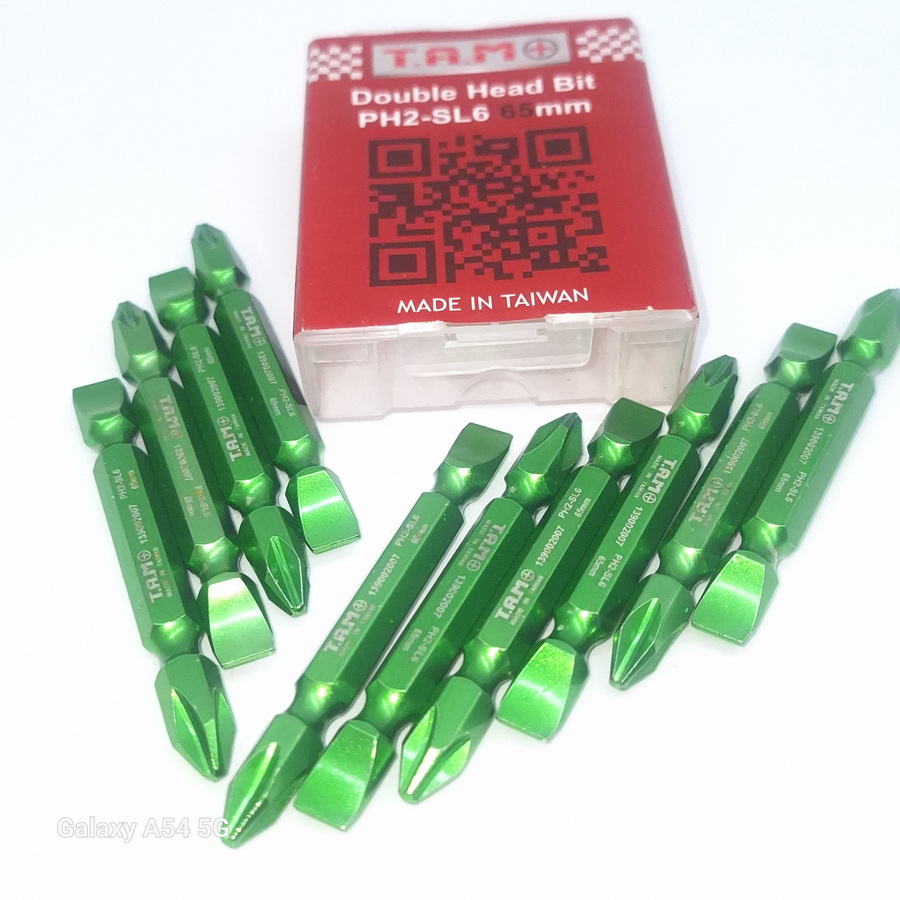 نوک پیچ گوشتی 6.5 سانت  دو طرف چهارسو سبز PH2-PH2-65mmL  تایوانی برند TAM